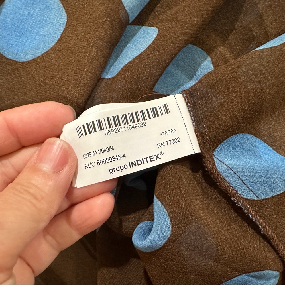 NWT Zara Polka Dot Asymmetric Semi Sheer Skirt Brown Blue Y2K 90s Womens Size M - Picture 11 of 11
